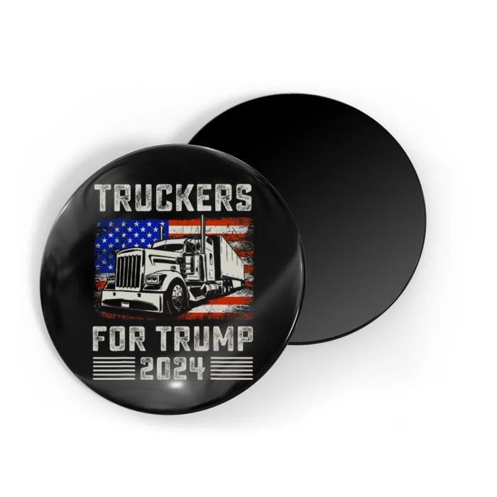 Truckers For Trump American Flag Trump 2024 Vintage Magnet