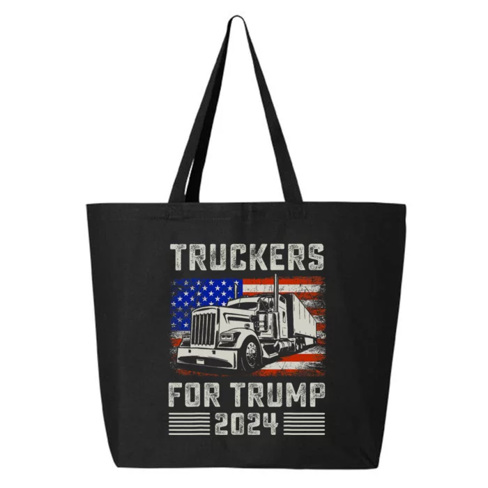 Truckers For Trump American Flag Trump 2024 Vintage 25L Jumbo Tote