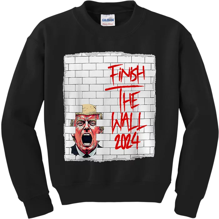 Trump Finish The Wall 2024 Kids Sweatshirt