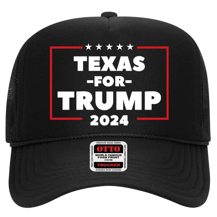 Texas For Trump 2024 High Crown Mesh Trucker Hat