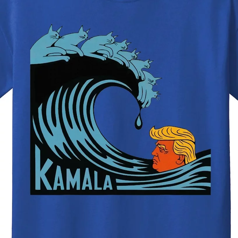 Trump Faces The Power Of KamalaS Rising Wave Kids T-Shirt