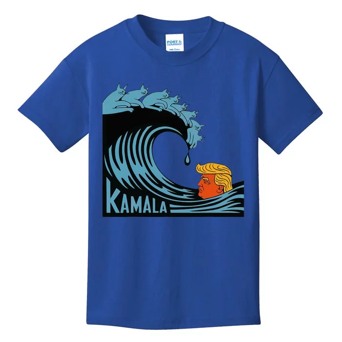 Trump Faces The Power Of KamalaS Rising Wave Kids T-Shirt