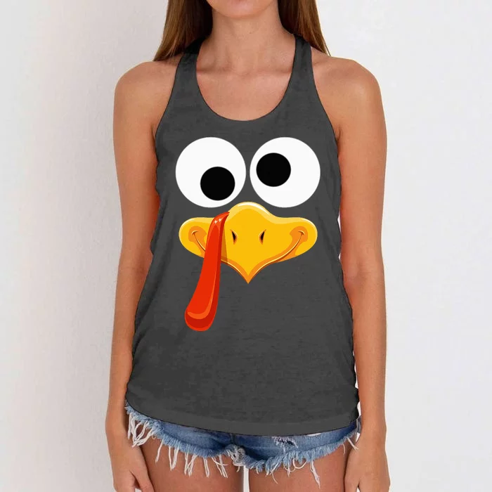 Turkey Face Thanksgiving Costume Family Outfits Matching Fun Women's Knotted Racerback Tank