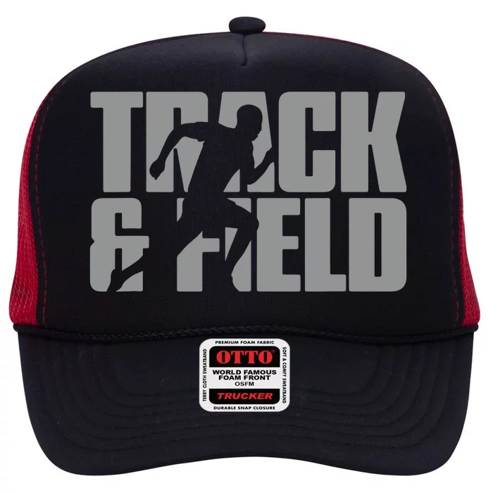 Track Field Themed Design Graphic Track Field High Crown Mesh Trucker Hat