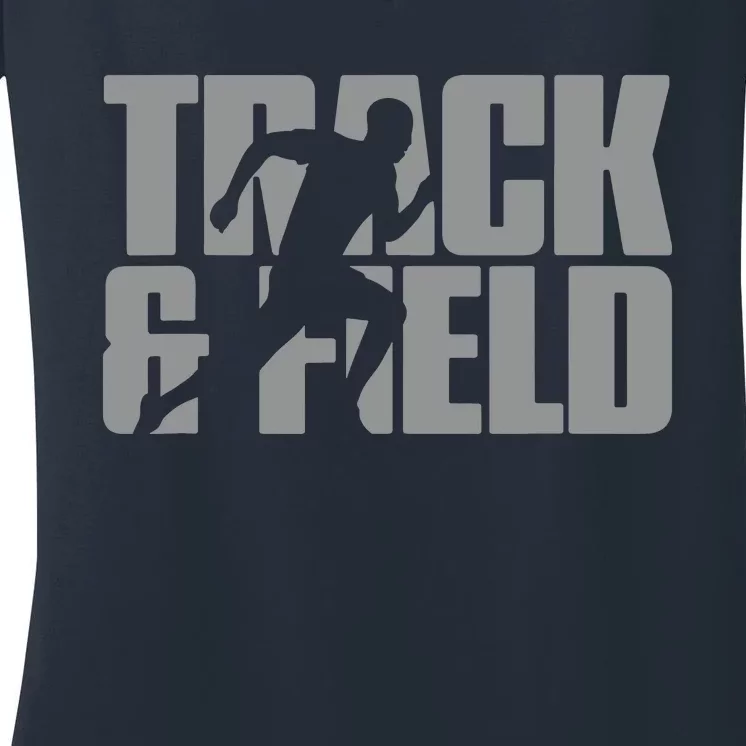 Track Field Themed Design Graphic Track Field Women's V-Neck T-Shirt