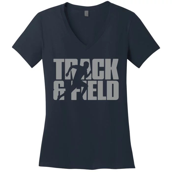 Track Field Themed Design Graphic Track Field Women's V-Neck T-Shirt