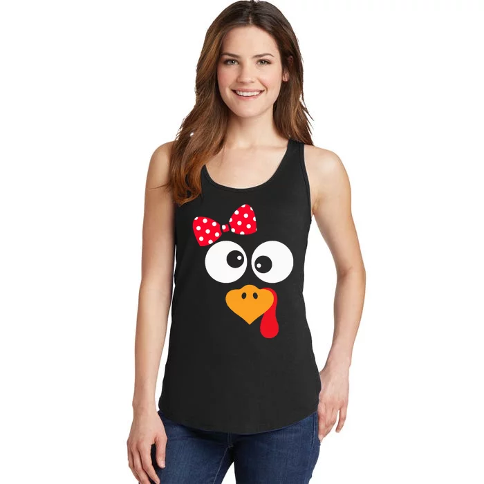 Thanksgiving Funny Turkey Face Costume Ladies Essential Tank