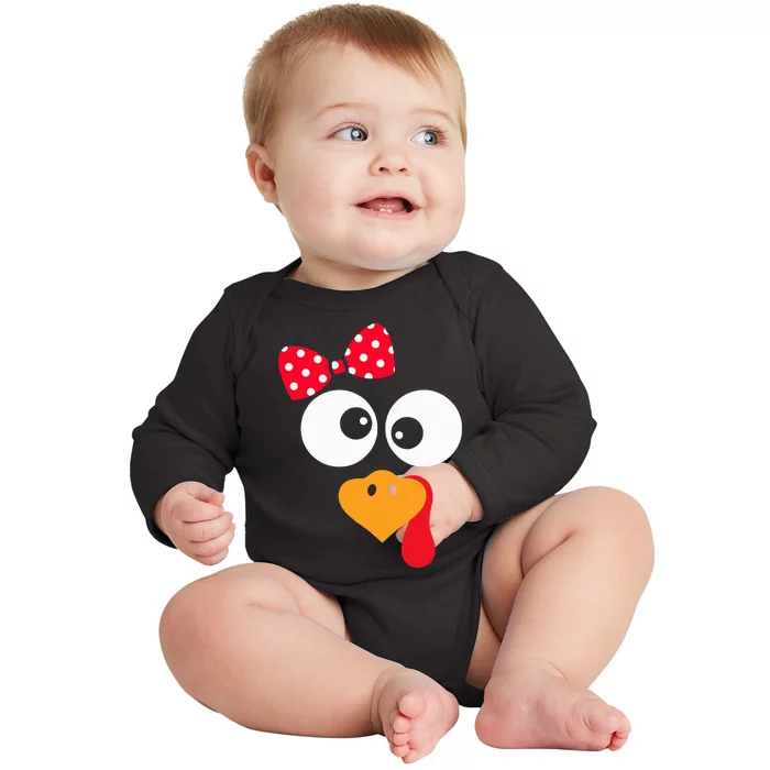 Thanksgiving Funny Turkey Face Costume Baby Long Sleeve Bodysuit