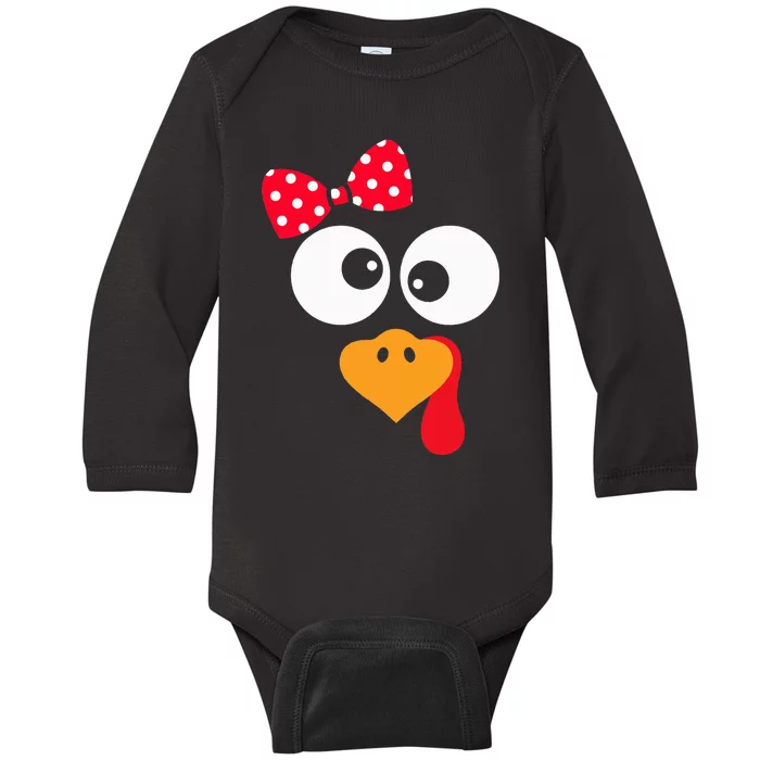 Thanksgiving Funny Turkey Face Costume Baby Long Sleeve Bodysuit