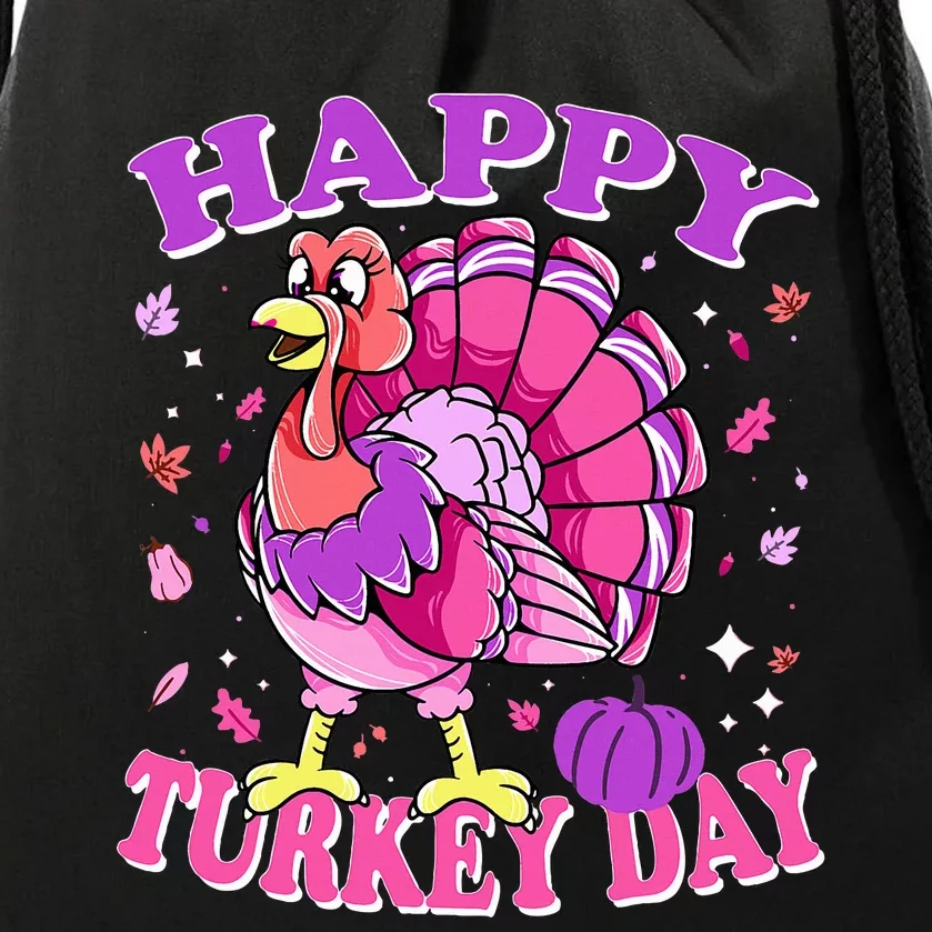 Thanksgiving Female Turkey Happy Turkey Day Drawstring Bag