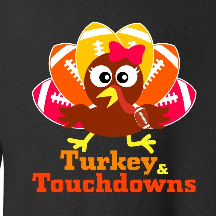 Thanksgiving Football Turkey And Touchdowns Girl Wo Toddler Sweatshirt