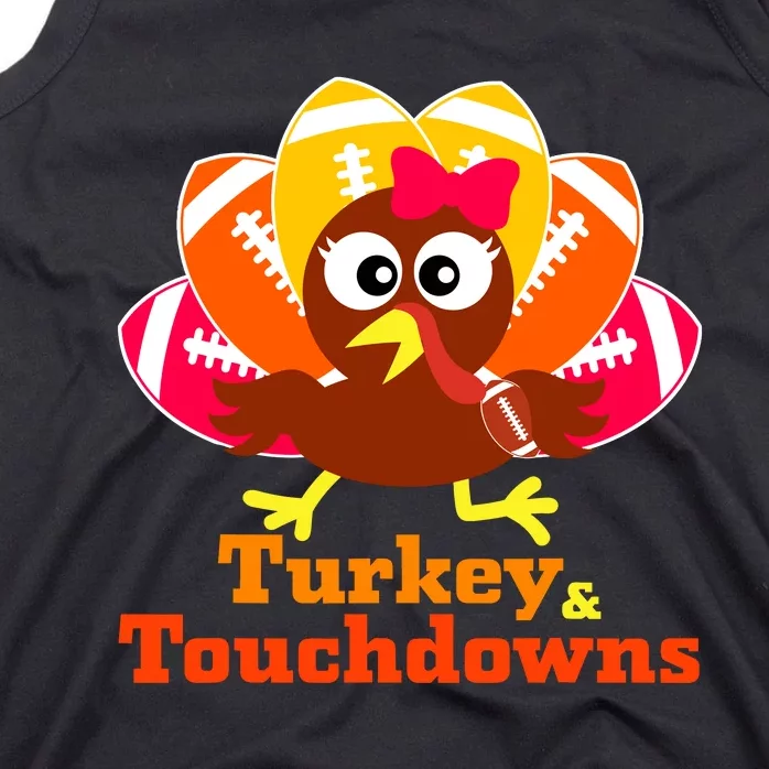 Thanksgiving Football Turkey And Touchdowns Girl Wo Tank Top