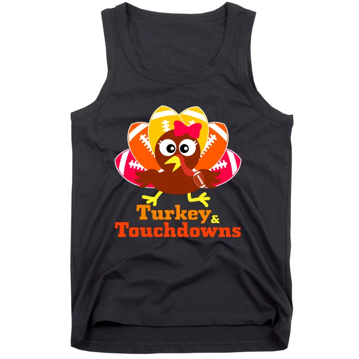 Thanksgiving Football Turkey And Touchdowns Girl Wo Tank Top