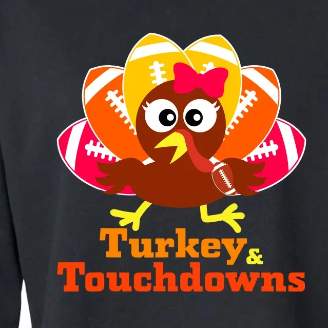 Thanksgiving Football Turkey And Touchdowns Girl Wo Cropped Pullover Crew