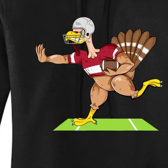 Thanksgiving Football Turkey Player Funny Women's Pullover Hoodie