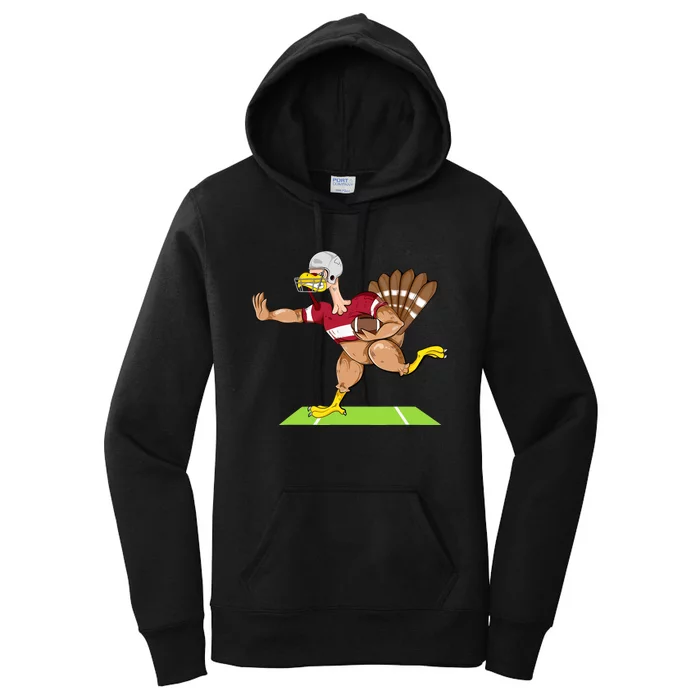 Thanksgiving Football Turkey Player Funny Women's Pullover Hoodie