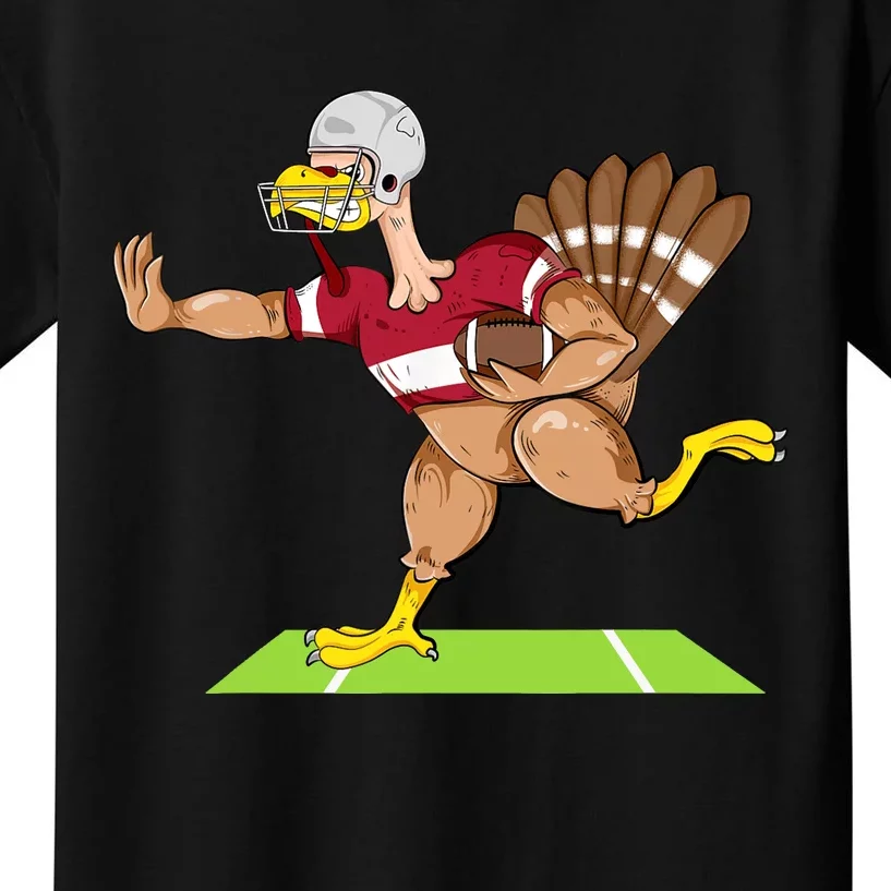 Thanksgiving Football Turkey Player Funny Kids T-Shirt