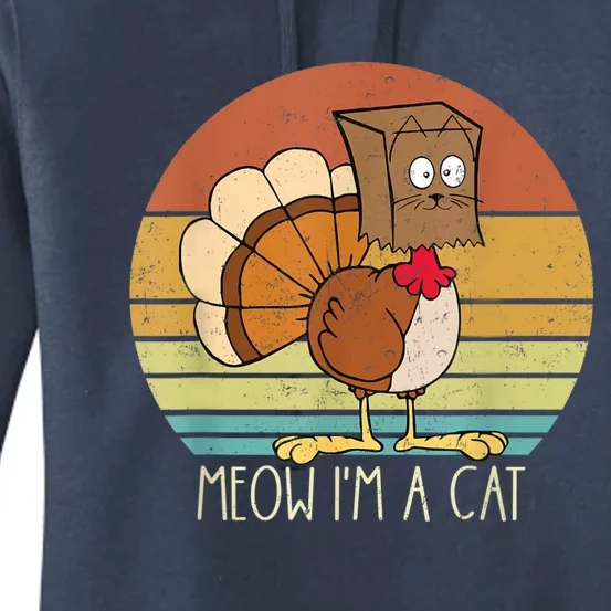 Thanksgiving Funny Turkey Fake Cat Retro Women Women's Pullover Hoodie