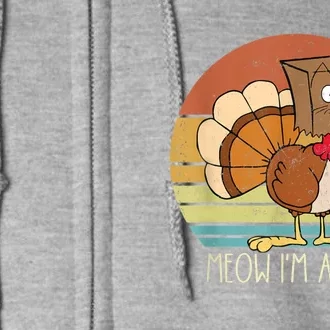 Thanksgiving Funny Turkey Fake Cat Retro Women Full Zip Hoodie