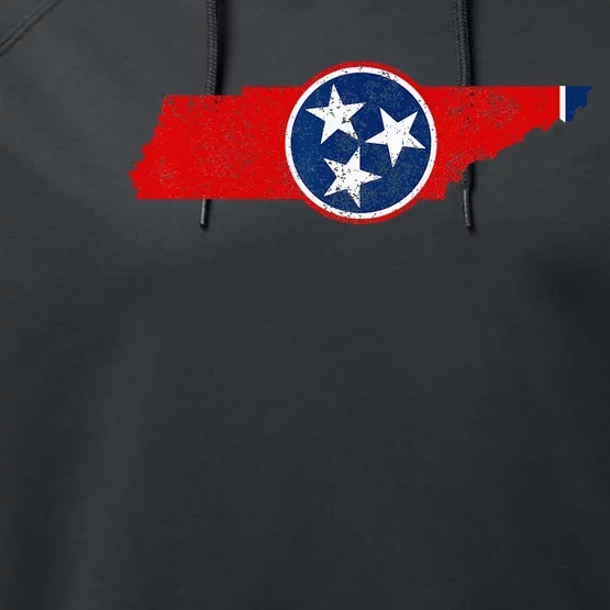 Tennessee Flag TN Pride State Map Nashville Memphis Performance Fleece Hoodie