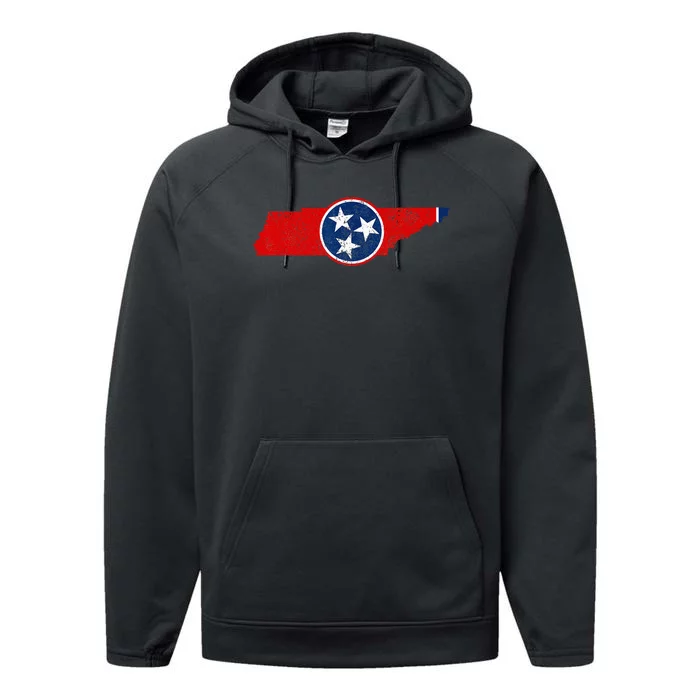 Tennessee Flag TN Pride State Map Nashville Memphis Performance Fleece Hoodie