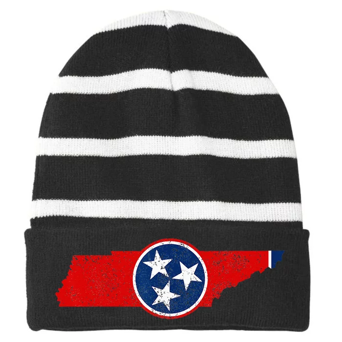 Tennessee Flag TN Pride State Map Nashville Memphis Striped Beanie with Solid Band