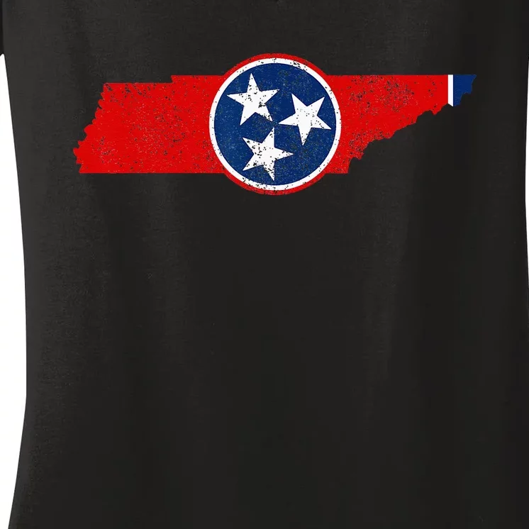 Tennessee Flag TN Pride State Map Nashville Memphis Women's V-Neck T-Shirt