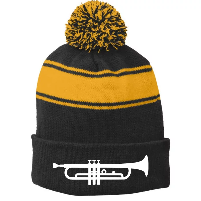 Trumpet Funny Stripe Pom Pom Beanie