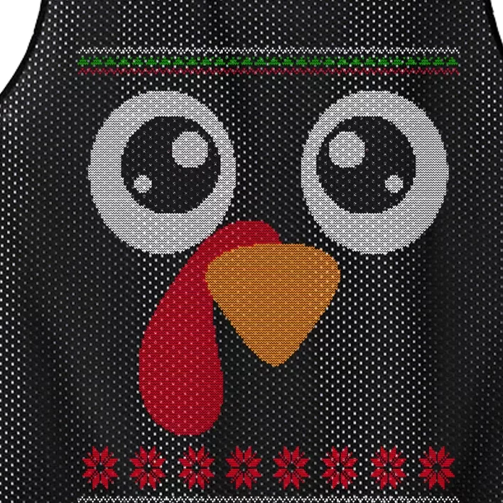 Turkey Face Ugly Thanksgiving Sweater Like Mesh Reversible Basketball Jersey Tank