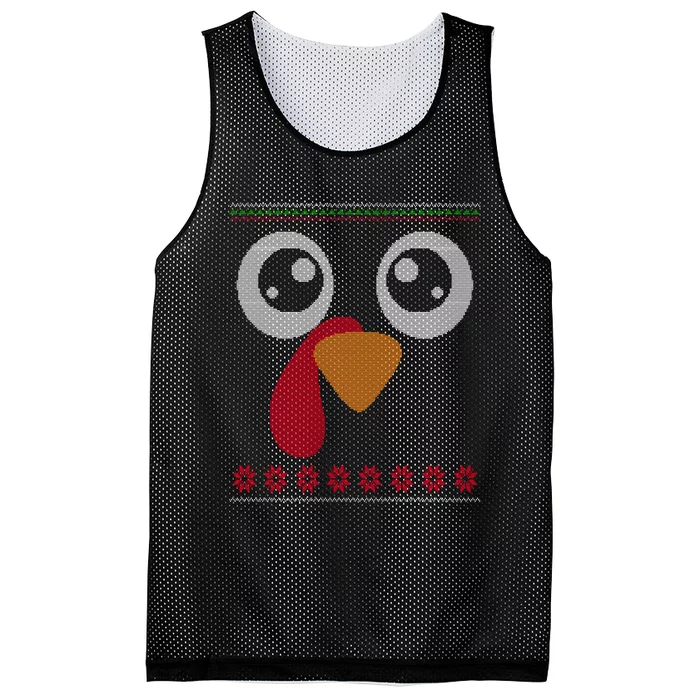 Turkey Face Ugly Thanksgiving Sweater Like Mesh Reversible Basketball Jersey Tank