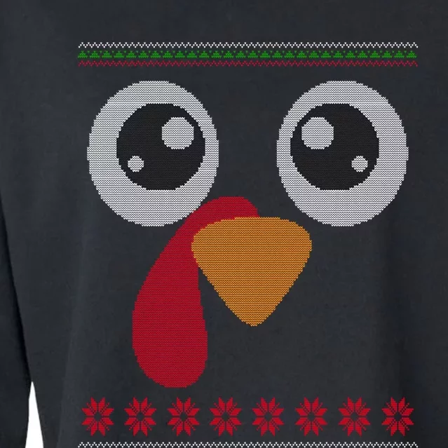 Turkey Face Ugly Thanksgiving Sweater Like Cropped Pullover Crew