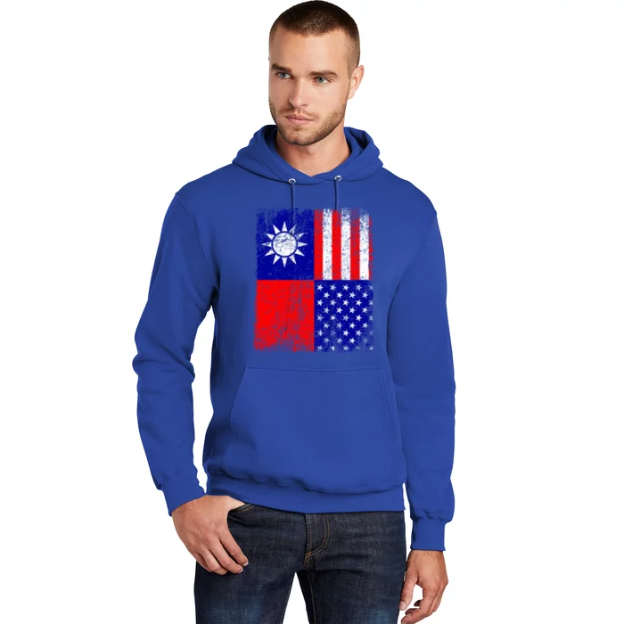 Taiwan Flag Usa Flag Distressed Retro Vintage Taiwanese Meaningful Gift Hoodie