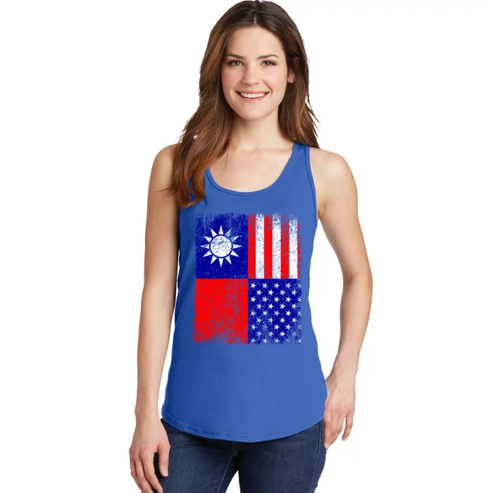 Taiwan Flag Usa Flag Distressed Retro Vintage Taiwanese Meaningful Gift Ladies Essential Tank