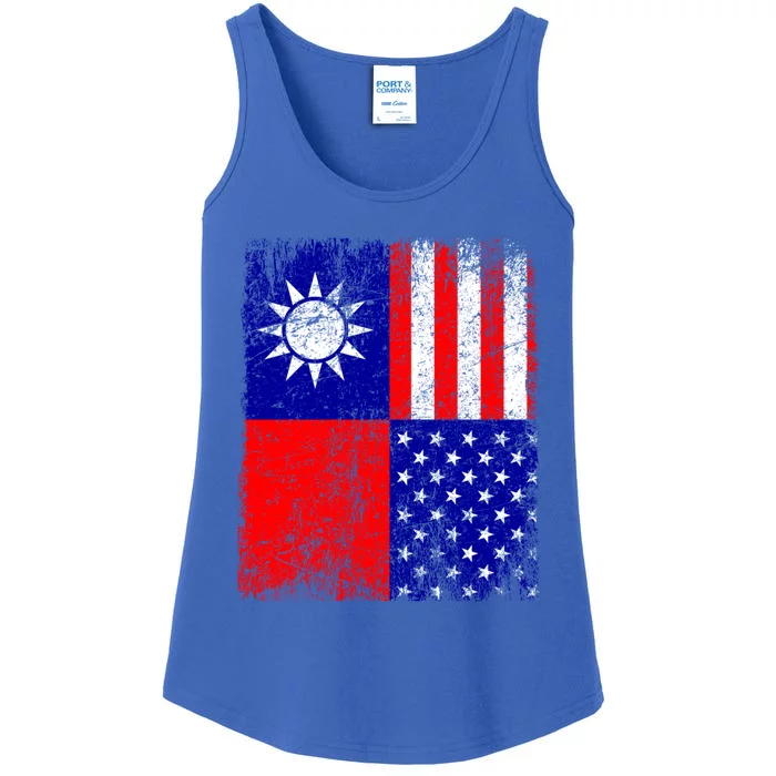 Taiwan Flag Usa Flag Distressed Retro Vintage Taiwanese Meaningful Gift Ladies Essential Tank