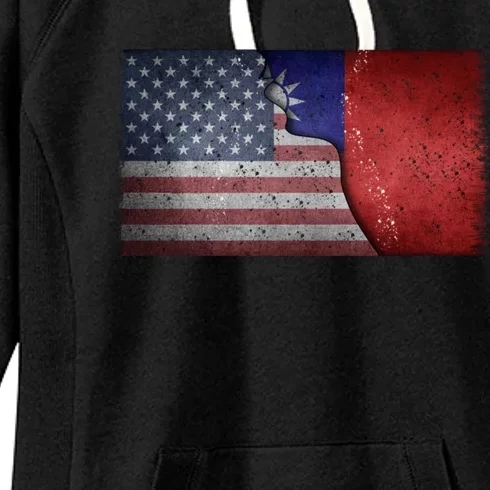 Taiwan Flag Usa Taiwanese Roots Half American Pride Taiwan Great Gift Women's Fleece Hoodie