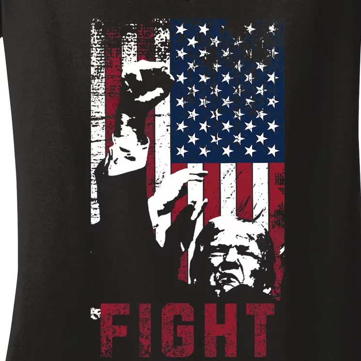 Trump Fight Usa Women's V-Neck T-Shirt