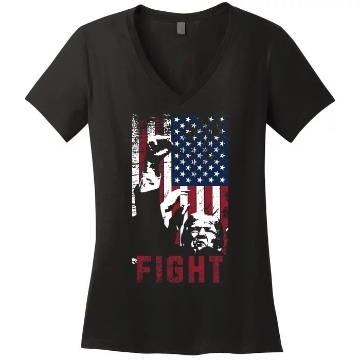 Trump Fight Usa Women's V-Neck T-Shirt