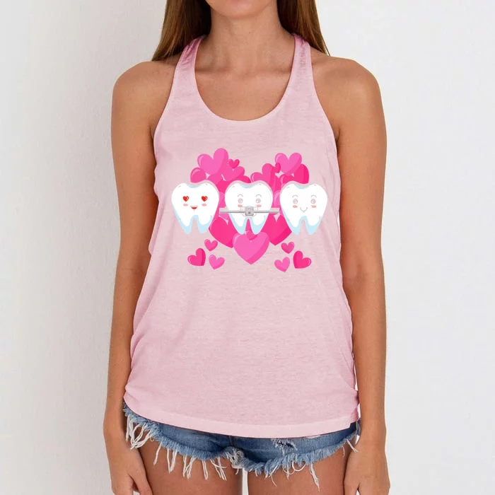 Tooth Fairy Valentines Day Dentist Dear Dental Assistant Cute Gift Women's Knotted Racerback Tank