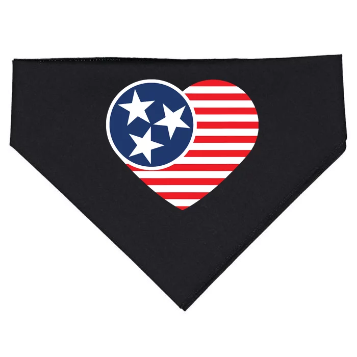 Tennessee Flag Vintage American Usa Heart USA-Made Doggie Bandana