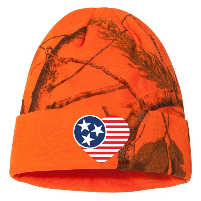 Tennessee Flag Vintage American Usa Heart Kati - 12in Camo Beanie