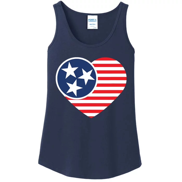 Tennessee Flag Vintage American Usa Heart Ladies Essential Tank