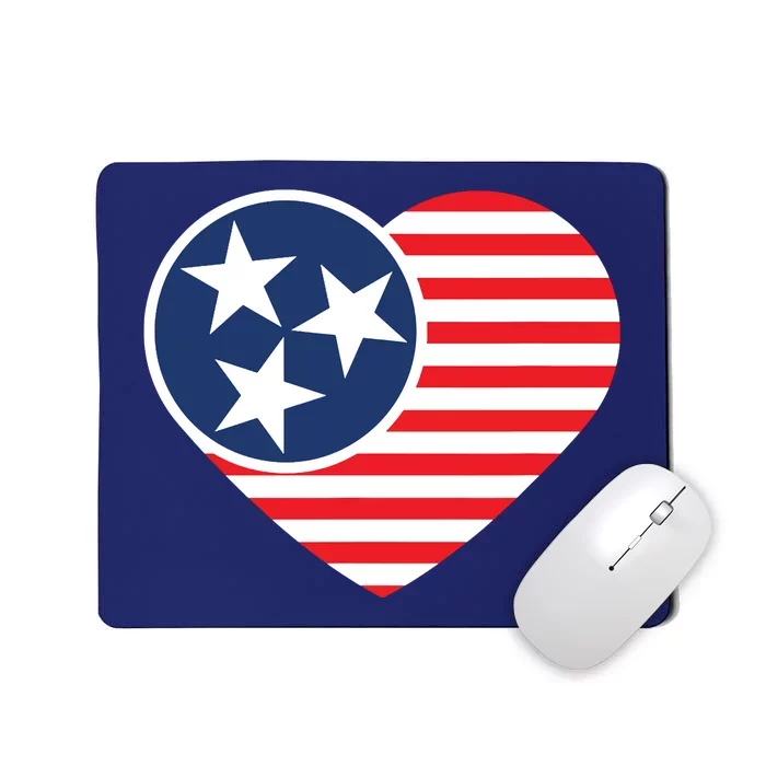 Tennessee Flag Vintage American Usa Heart Mousepad