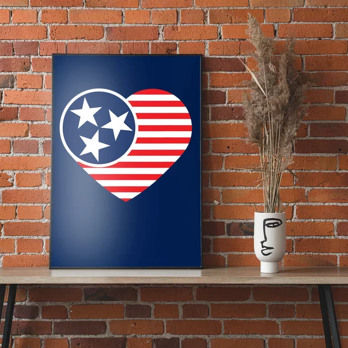 Tennessee Flag Vintage American Usa Heart Poster