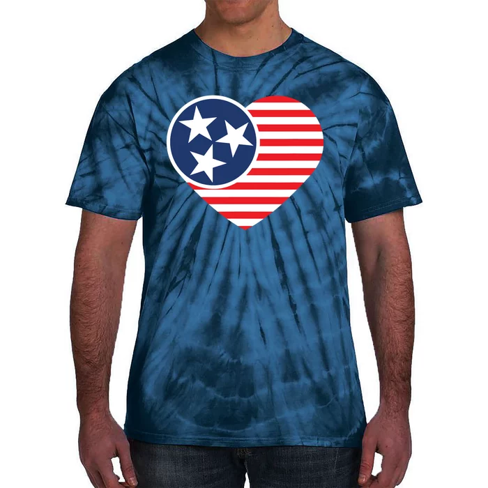 Tennessee Flag Vintage American Usa Heart Tie-Dye T-Shirt