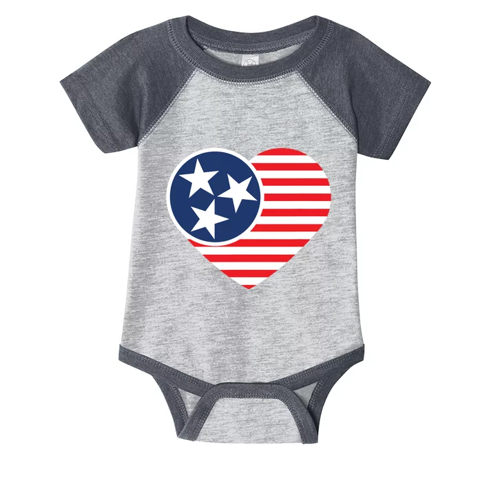 Tennessee Flag Vintage American Usa Heart Infant Baby Jersey Bodysuit