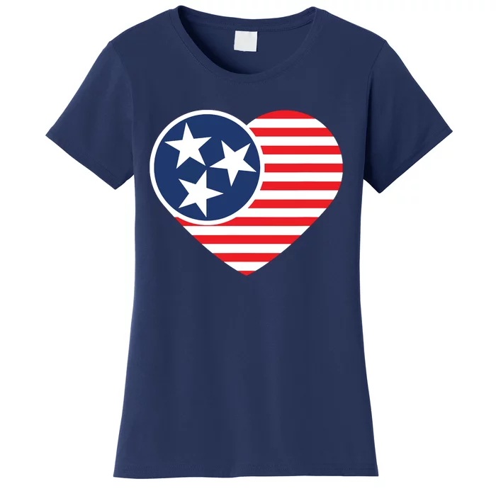 Tennessee Flag Vintage American Usa Heart Women's T-Shirt