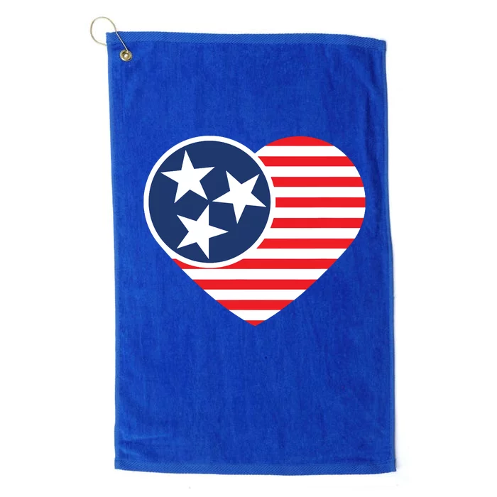 Tennessee Flag Vintage American Usa Heart Platinum Collection Golf Towel