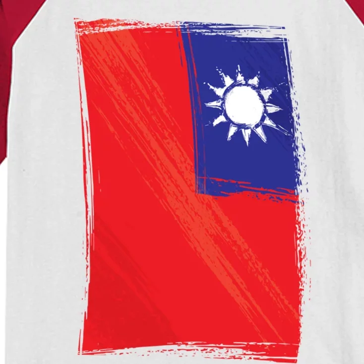 Taiwan Flag Vertical Flag Country Taiwanese Flag Gift Kids Colorblock Raglan Jersey