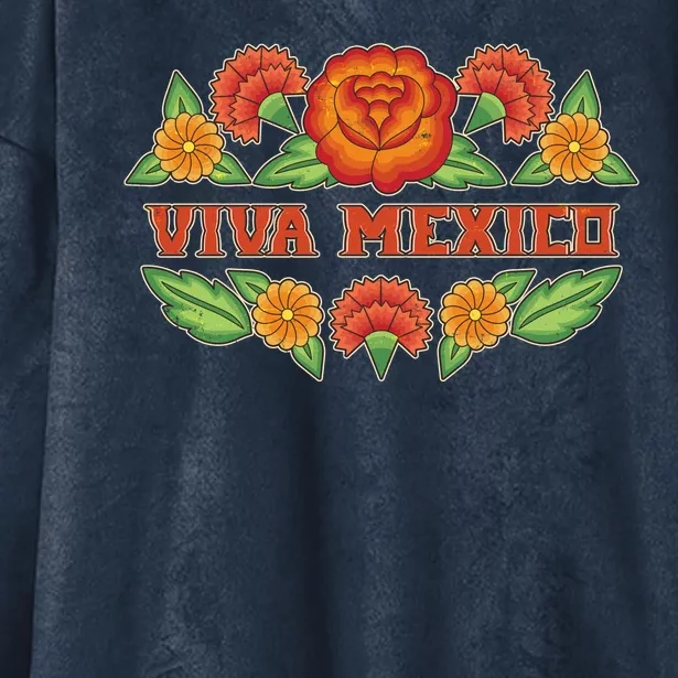 Traditional Floral Viva Mexico Hooded Wearable Blanket