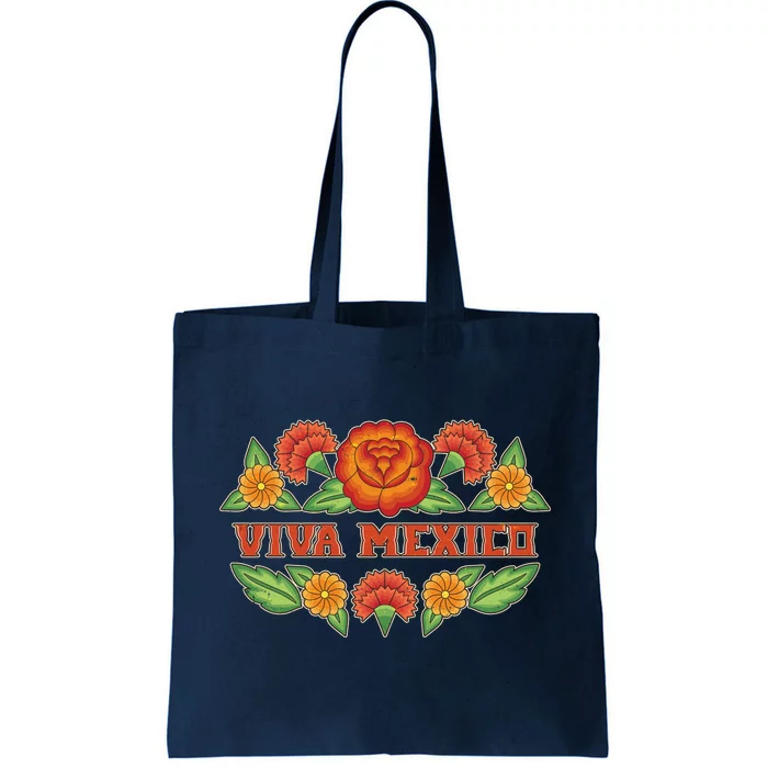 Traditional Floral Viva Mexico Tote Bag